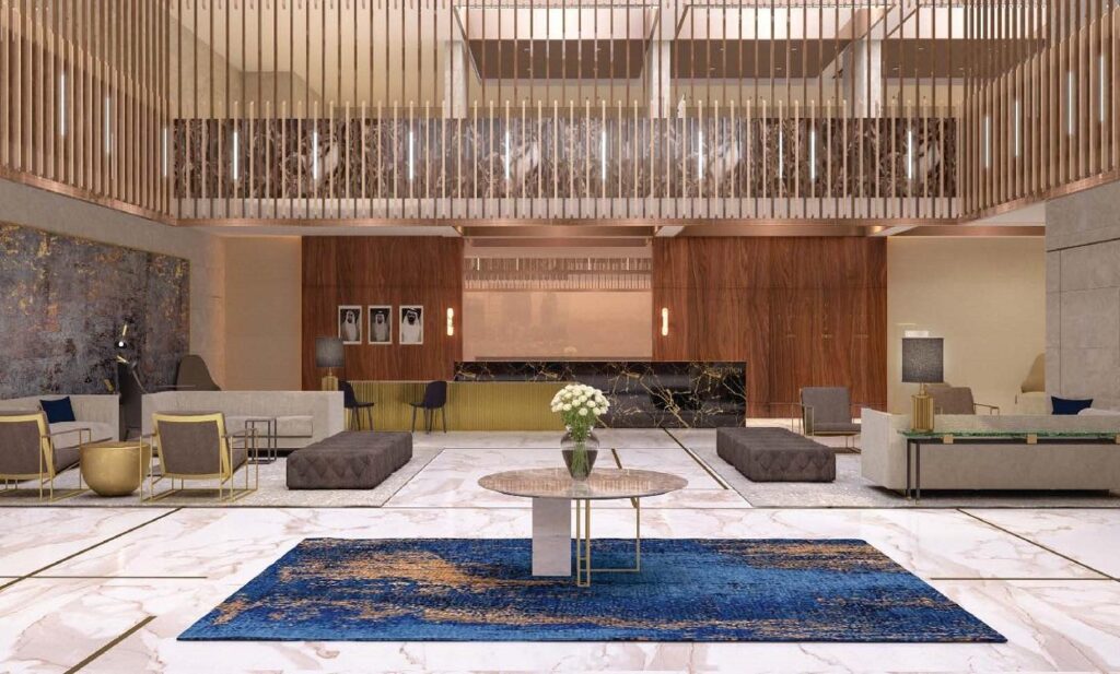 Custom curtains Dubai living room with tailored blackout drapes